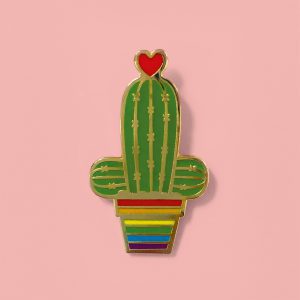 Rainbow cactus Pride pin